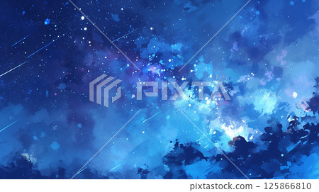 Watercolor night sky with stars - generative AI 125866810