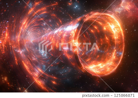 Futuristic Space Vortex and Tunnel in Cosmic Galaxy Journey for Sci-Fi Concepts Generative AI 125866871