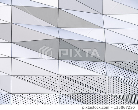 Geometric pattern square Metal work Steel texture Wall art Modern Building Exterior Geometric pattern square Metal work Steel texture Wall art Modern Building Exterior 125867250