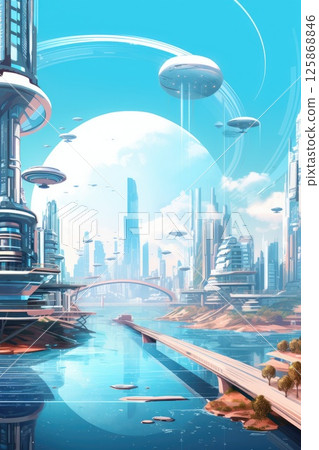 futuristic future city scape illustration futuristic future city scape illustration 125868846