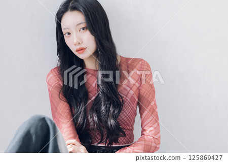 Hair style image of long black hair 125869427