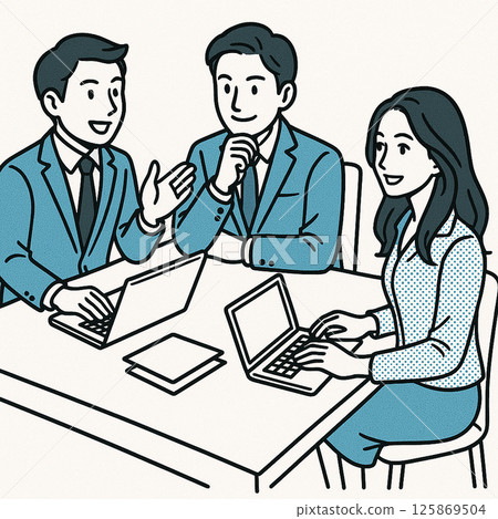 Employees having a meeting Employees having a meeting 125869504