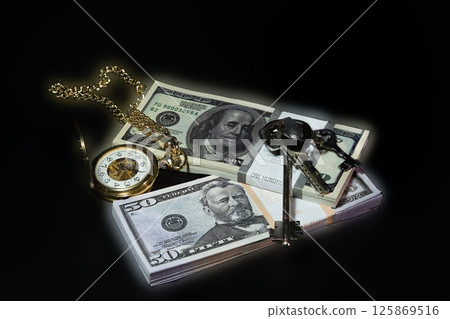 Bundles of dollars on the background 125869516