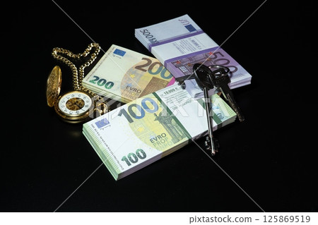 Euros in bundles Euros in bundles 125869519