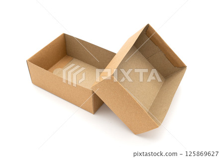 Two brown cardboard carton box, isolated on white 125869627