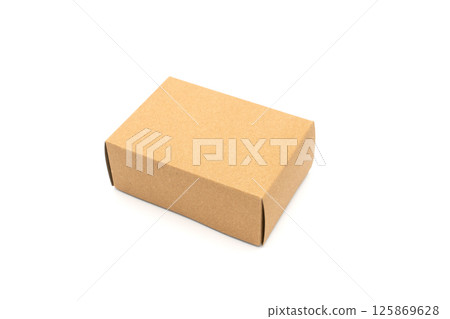 Brown cardboard carton box, isolated on white 125869628