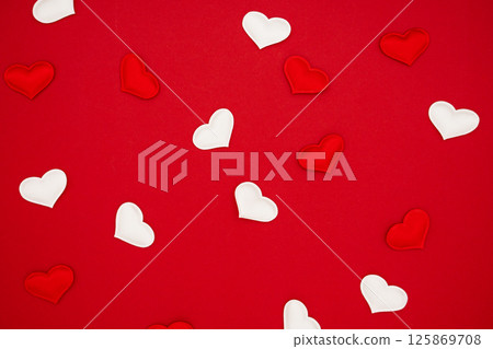 Hearts as background. Valentines day concept. Place for text, banner, top view 125869708