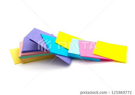 Color block of paper notes isolated on white Color block of paper notes isolated on white 125869772