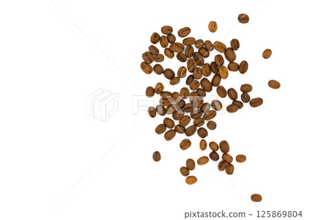 Coffee beans on white, top view 125869804