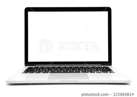 Laptop with blank screen isolated on white background Laptop with blank screen isolated on white background 125869814