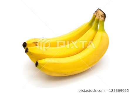 Three bananas isolated on white background 125869935