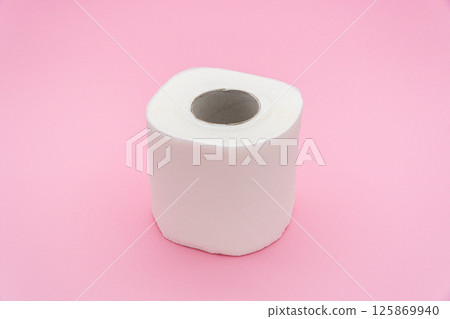 Toilet paper isolated on pink background Toilet paper isolated on pink background 125869940