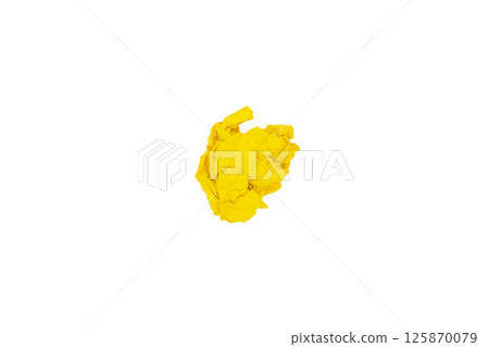 One yellow crumpled paper ball isolated on white. Blank for the designer. Ideas concepts with paper crumpled ball One yellow crumpled paper ball isolated on white. Blank for the designer. Ideas concepts with paper crumpled ball 125870079