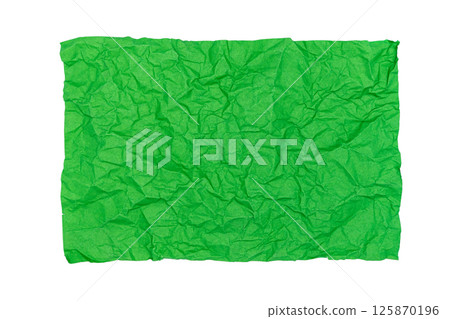 Sheet of green crumpled paper isolated on white 125870196