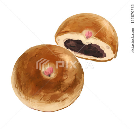 Realistic Sakura Anpan illustration Realistic Sakura Anpan illustration 125870783