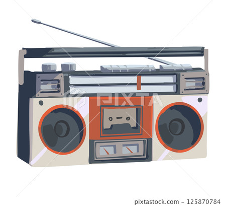 復古卡帶播放器紅色 125870784