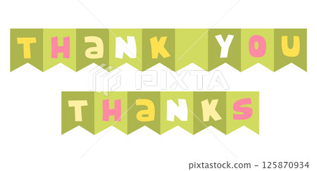 banner of gratitude, thank you on colored green flags on white background in two versions banner of gratitude, thank you on colored green flags on white background in two versions 125870934