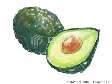 新鮮美味的酪梨水彩插圖 新鮮美味的酪梨水彩插圖 125871114