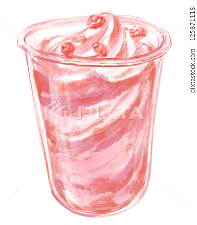 美味的草莓冰沙手繪水彩插圖 美味的草莓冰沙手繪水彩插圖 125871118