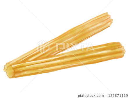 美味的油條手繪水彩插圖 美味的油條手繪水彩插圖 125871119