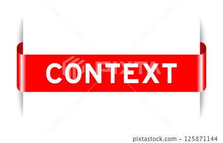 Red color inserted label banner with word context on white background 125871144