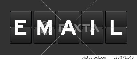 Black color analog flip board with word email on gray background 125871146