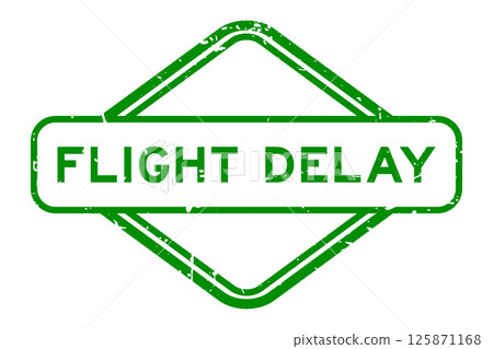 Grunge green flight delay word rubber seal stamp on white background Grunge green flight delay word rubber seal stamp on white background 125871168