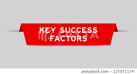 Red color inserted label with word key success factor on gray background Red color inserted label with word key success factor on gray background 125871174