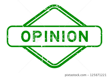 Grunge green opinion word rubber seal stamp on white background 125871221