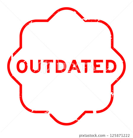 Grunge red outdated word rubber seal stamp on white background 125871222