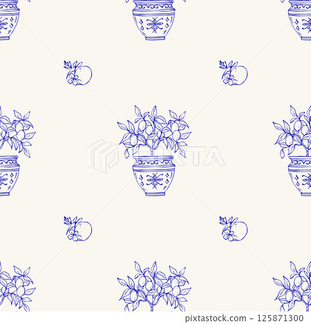 Seamless pattern with lemon tree Seamless pattern with lemon tree 125871300