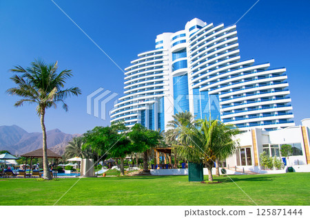 FUJAIRAH, UAE - November 16: Luxurious 5-star hotel Le Meridien Al Aqah Beach Resort on November 2, 2012 in Fujairah. 125871444