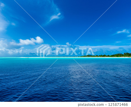 Blue sea and blue sky. Beach and sea. 125871466