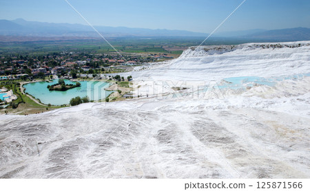 Pamukkale in Turkey. Turquoise pools in travertine terraces at Pamukkale Pamukkale in Turkey. Turquoise pools in travertine terraces at Pamukkale 125871566