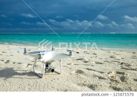 Drone is on the beach. island beach 125871570
