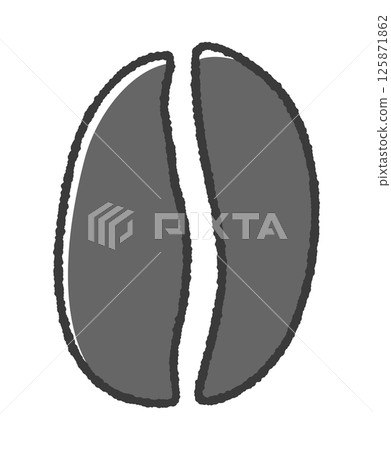 Stylish and cute hand-drawn coffee bean illustration material - A simple silhouette icon of a single black bean Stylish and cute hand-drawn coffee bean illustration material - A simple silhouette icon of a single black bean 125871862