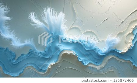 Abstract blue and white relief creating a surreal landscape 125872406