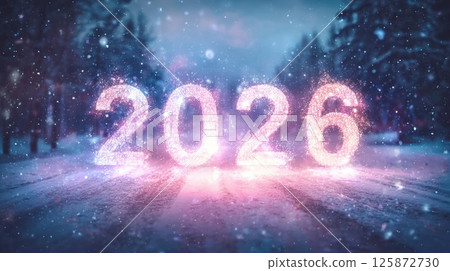 Glowing 2026 Sparkling Numbers in a Magical Wintery Setting 125872730