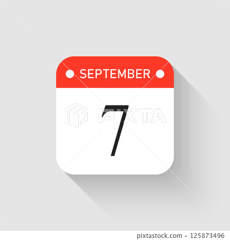 Vector icon page day calendar - 7 September month Vector icon page day calendar - 7 September month 125873496