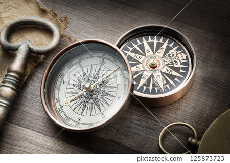Compass on old paper 125873723