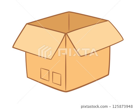 Open cardboard box delivery Hand Drawn flat style isolated icon 125873948
