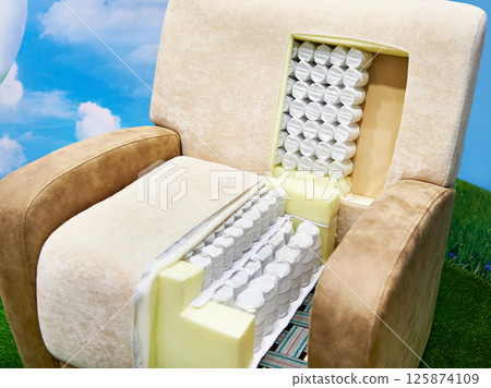 Design of armchair in section at exhibition Design of armchair in section at exhibition 125874109