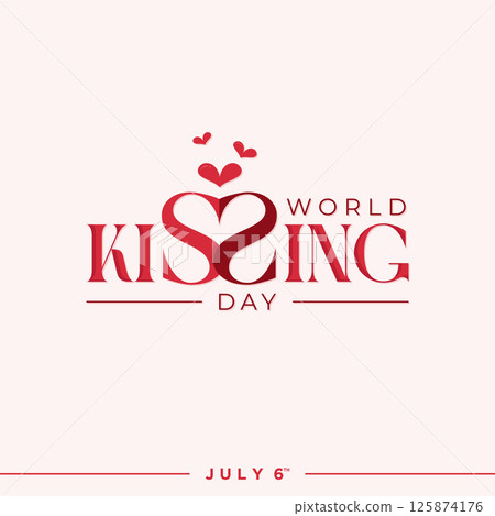 World Kissing Day lettering concept design with letter S shaped heart 125874176