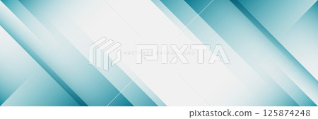 Elegant white and blue abstract background with shiny diagonal lines. Modern futuristic graphic. Horizontal banner template. Suit for business, cover, header, website, brochure, presentation 125874248