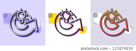 Share idea line icon. Halftone dotted pattern. Gradient icon with grain shadow. Light bulb or Lamp sign. Creativity, Solution or Thinking symbol. Line share idea icon. Various designs. Vector Share idea line icon. Halftone dotted pattern. Gradient icon with grain shadow. Light bulb or Lamp sign. Creativity, Solution or Thinking symbol. Line share idea icon. Various designs. Vector 125874839