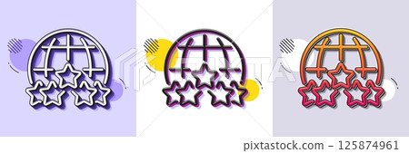 Global business line icon. Halftone dotted pattern. Gradient icon with grain shadow. Outsourcing rating sign. Stock-market rank symbol. Line rating stars icon. Various designs. Vector Global business line icon. Halftone dotted pattern. Gradient icon with grain shadow. Outsourcing rating sign. Stock-market rank symbol. Line rating stars icon. Various designs. Vector 125874961