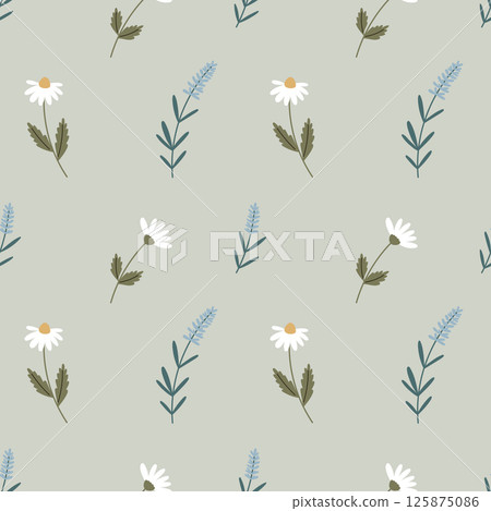 Floral seamless pattern with flowers and plants Vector seamless pattern 125875086