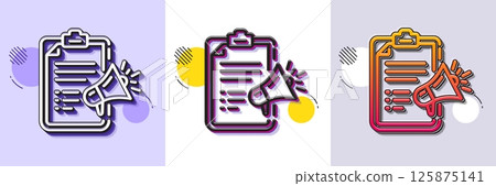 Megaphone checklist line icon. Halftone dotted pattern. Gradient icon with grain shadow. Advertisement device symbol. Brand ambassador sign. Line megaphone checklist icon. Various designs. Vector Megaphone checklist line icon. Halftone dotted pattern. Gradient icon with grain shadow. Advertisement device symbol. Brand ambassador sign. Line megaphone checklist icon. Various designs. Vector 125875141