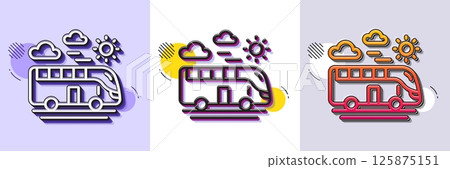 Bus travel line icon. Halftone dotted pattern. Gradient icon with grain shadow. Trip transport sign. Holidays vehicle symbol. Line bus travel icon. Various designs. Vector Bus travel line icon. Halftone dotted pattern. Gradient icon with grain shadow. Trip transport sign. Holidays vehicle symbol. Line bus travel icon. Various designs. Vector 125875151