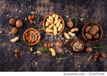 Assortment of different nuts and seeds Assortment of different nuts and seeds 125875169